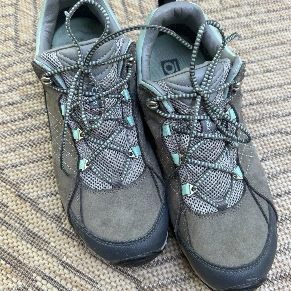 Oboz Womens Sapphire Low Waterproof Hiking Shoes Charcoal Beach Glass Sz 10